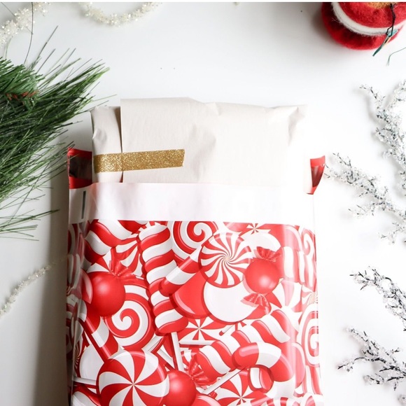 Candy cane designer poly mailers 10X13 - Picture 2 of 5